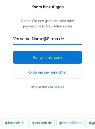 Outlook einrichten: Konto hinzufügen